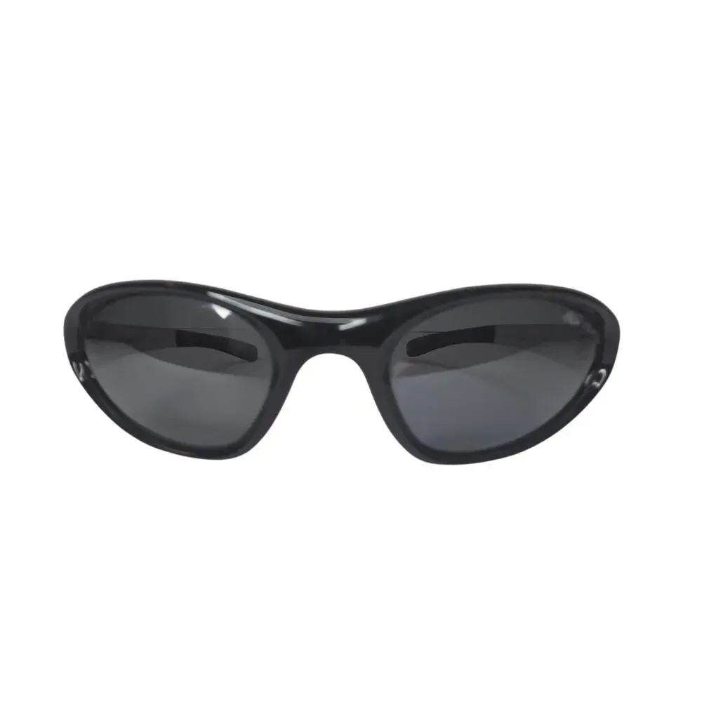 Vintage Bollé Swisher 10236 Polarized Sunglasses Black Silver Wrap Sport Y2K